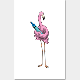 Flamingo Pupil Crayon School Posters and Art